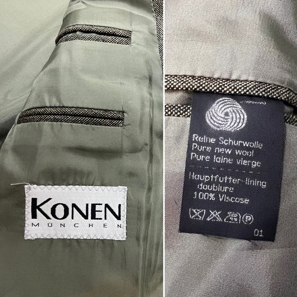 Men's Konen Munchen Olive Textured 2-Button 41R 100% Wool Brown Blazer Jacket - Picture 8 of 8